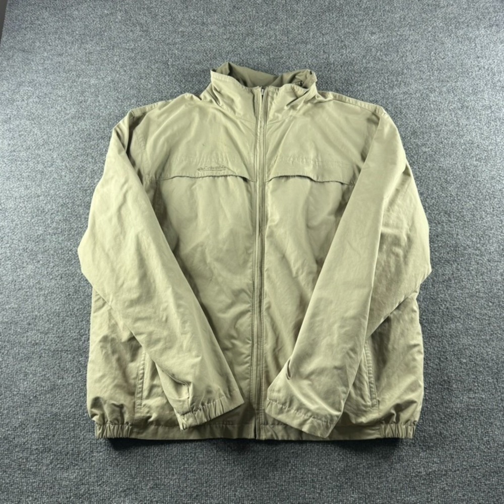 Columbia Jacket Men XLT Beige Harrington Full Zip Lightweight Mesh Lined Outdoor